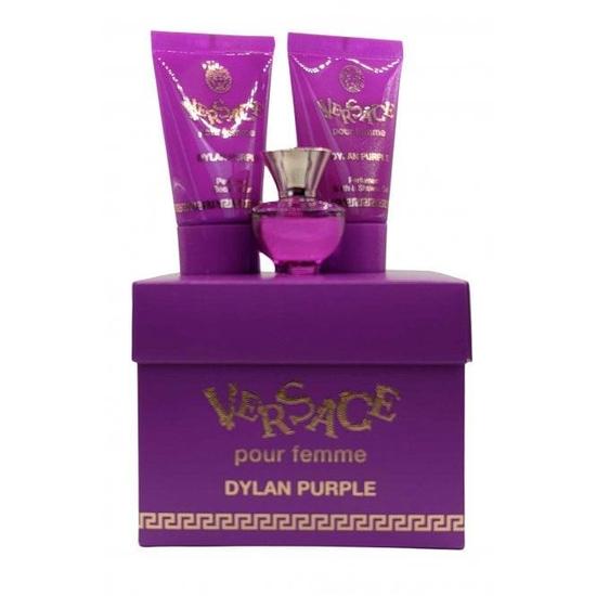 Versace Dylan Purple Pour Femme Eau De Parfum Gift Set Mini Eau De Parfum 5ml + Mini Shower Gel 25ml + Mini Body Lotion 25ml