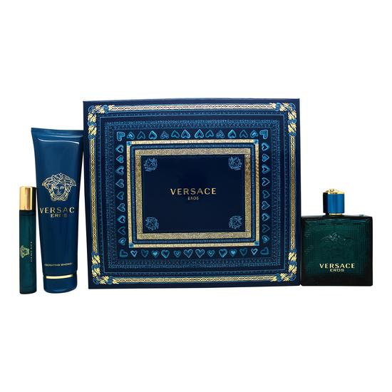 Versace Eros Gift Set 100ml Eau De Toilette + 150ml Bath & Shower Gel + 10ml Eau De Toilette