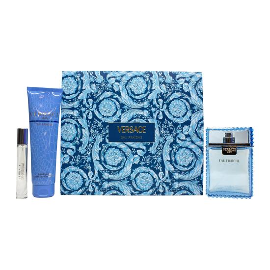 Versace Man Eau Fraiche Gift Set 100ml Eau De Toilette + 10ml Eau De Toilette + 150ml Shower Gel