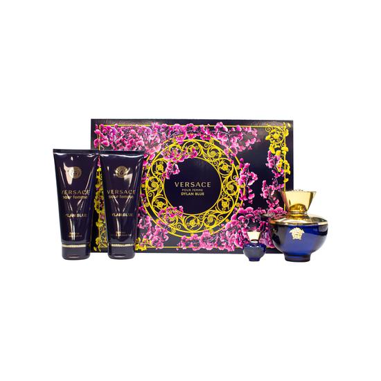 Versace Pour Femme Dylan Blue Gift Set 100ml Eau De Parfum + 5ml Eau De Parfum + 100ml Shower Gel + 100ml Body Lotion