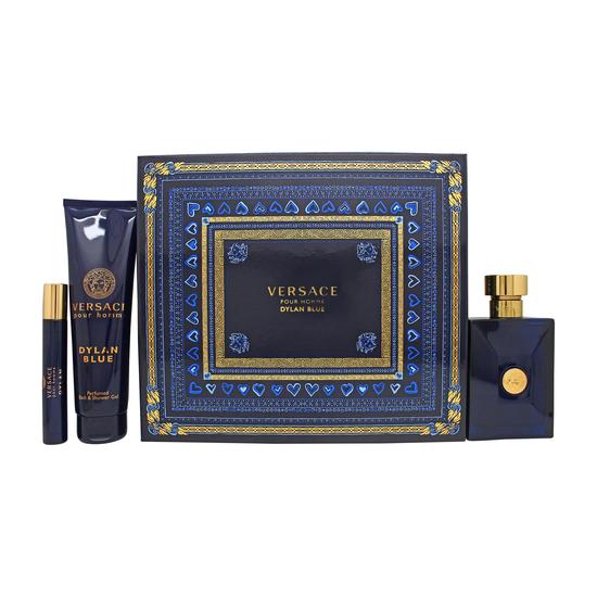 Versace Pour Homme Dylan Blue Gift Set 100ml Eau De Toilette + 150ml Shower Gel + 10ml Eau De Toilette