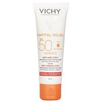 Vichy Capital Soleil Anti-Ageing 3-In-1 Daily Antioxidant Sun Care SPF 50 Anti-Wrinkles, Elasticity, Radiance