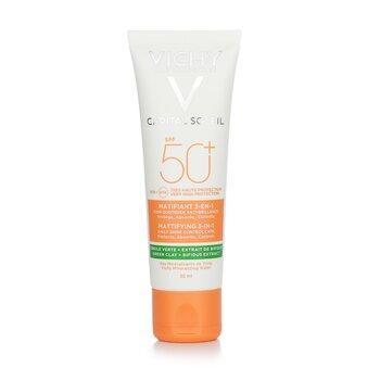 Vichy Capital Soleil Mattifying 3-In-1 Daily Shine Control Care SPF 50 Protects, Absorbs, Controls