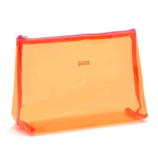 Victoria Green 'Mia' Large Makeup Bag In Clear Orange