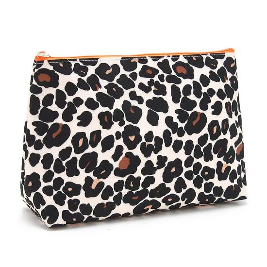 Victoria Green 'Mia' Large Makeup Bag In Leopard Tan