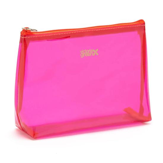 Victoria Green 'Mia' Makeup Bag In Clear Pink