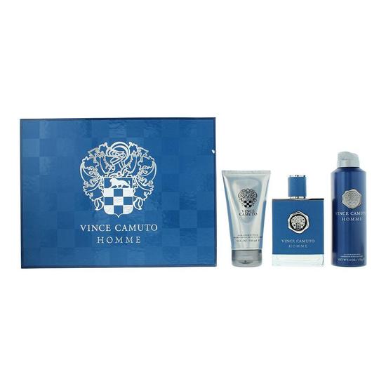 Vince Camuto Homme Eau De Toilette Gift Set 100ml Eau De Toilette + 180ml Body Spray + 150ml Body Wash