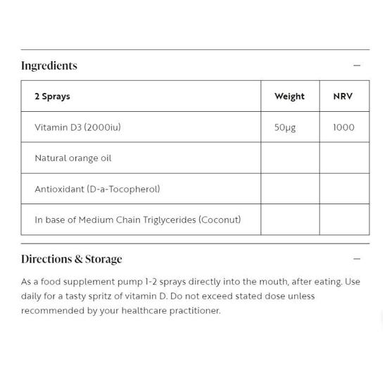 Viridian Vitamin D3 2000iu Spray 20ml