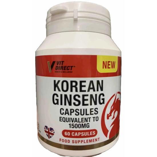 Vit Direct Korean Ginseng 1500mg Capsules 60 Capsules