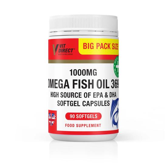 Vit Direct Omega Fish Oil 369 1000mg Capsules 90 Softgel Capsules