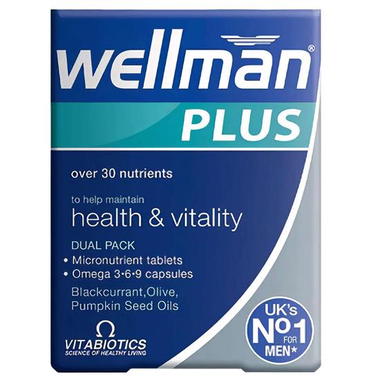 Vitabiotics Wellman Plus Dual Pack Omega 3-6- Capsules & Micronutrient Tablets 28 Tablets/28 Capsules