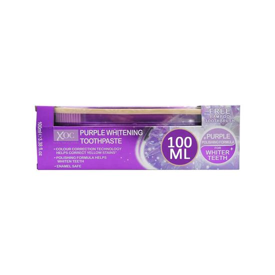 XOC Purple Whitening Toothpaste & Bamboo Brush 100ml