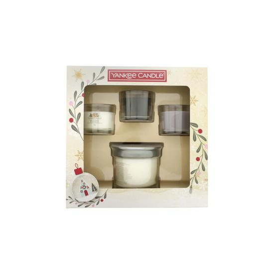 Yankee Candle Gift Set 121g Snow Globe Wonderland Candle + 37g White Spruce & Grapefruit Candle + 37g Silver Sage & Pine Candle