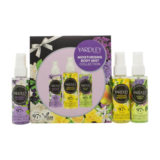 Yardley Moisturising Body Mist Collection Gift Set 50ml Gardenia & Cassis + 50ml Freesia & Bergamot + 50ml Lilac & Pear