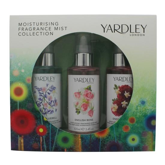 Yardley Moisturising Fragrance Mist Gift Set English Bluebell + English Rose + English Dahlia 3 x 100ml