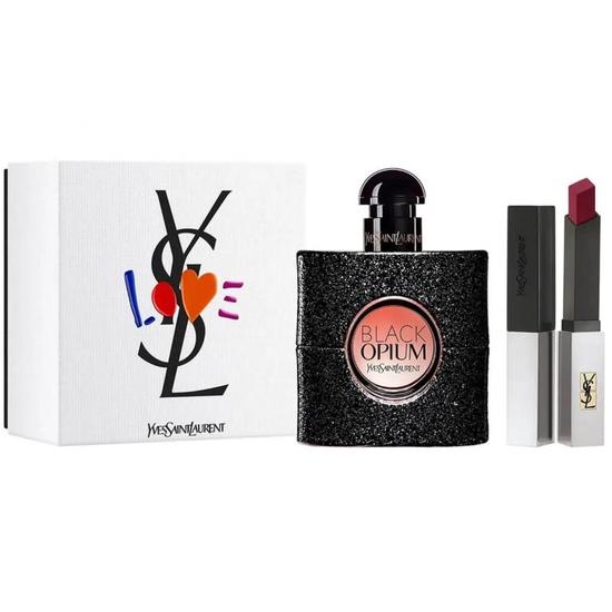 Yves Saint Laurent Black Opium Gift Set With Eau De Parfum & Lipstick No 107 50ml