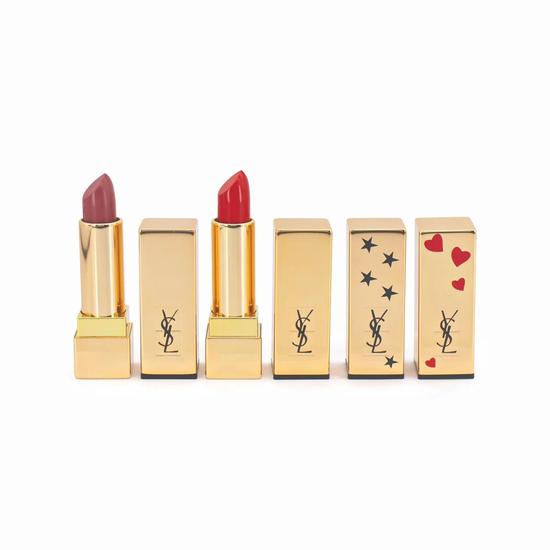 Yves Saint Laurent Rouge Pur Couture Lipstick 01 & 09 Heart & Stars Caps Set Missing Box