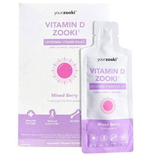 Zooki Liposomal Vitamin D3 & K2 Mixed Berry Sachets 14 Sachets