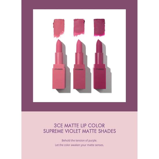 3CE Supreme Violet Matte Lip Colour 223 Mauve