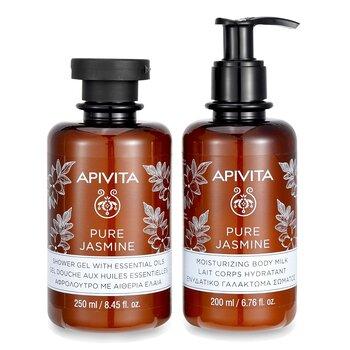 APIVITA Relaxing Treats Euphoria & Softness Set: Pure Jasmine Shower Gel 250ml+ Pure Jasmine Moisturising Body Milk 200ml 2pcs