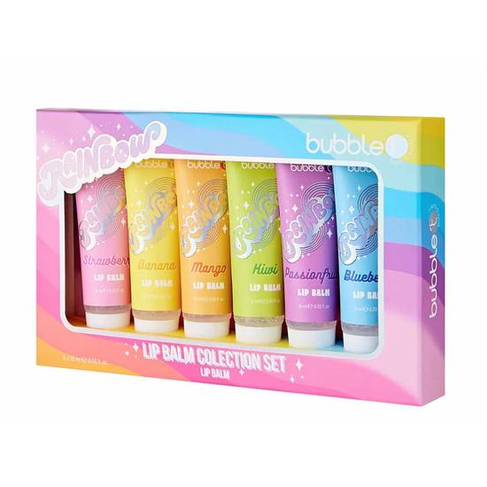 Bubble T Rainbow Lip Balm Collection Set 6 Fruity Flavours