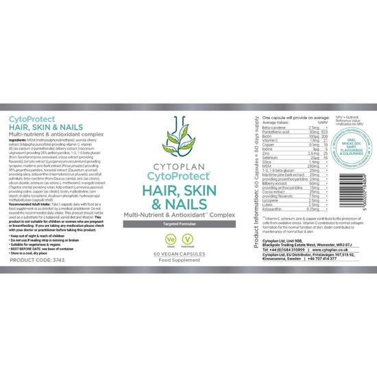 Cytoplan Cytoprotect Hair Skin & Nails Capsules 60 Capsules