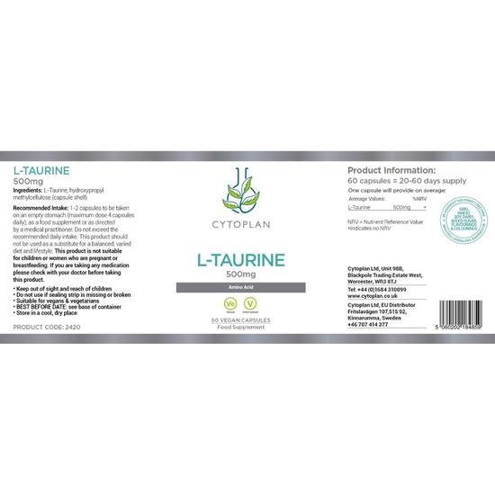 Cytoplan L-Taurine Capsules 60 Capsules