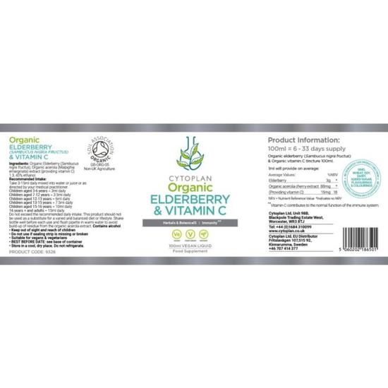 Cytoplan Organic Elderberry & Vitamin C Tincture 100ml