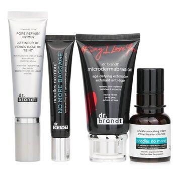 Dr Brandt 25 Years Of Dr. Brandt Kit: Microdermabrasion 60g+ Wrinkle Smoothing Cream 15g+ Pore Refiner Primer 30ml+ No More Baggage 15g 4pcs