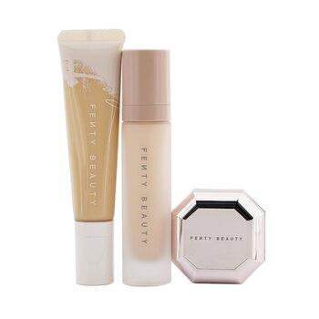 Fenty Beauty Pro Filt'R Hydrating Complexion Kit: Foundation 32ml + Primer 32ml + Instant Retouch Setting Powder 7.8g 140
