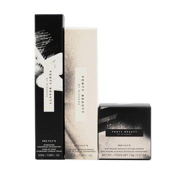 Fenty Beauty Pro Filt'R Hydrating Complexion Kit: Foundation 32ml + Primer 32ml + Instant Retouch Setting Powder 7.8g 140