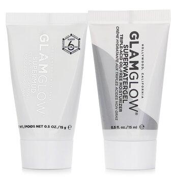GLAMGLOW Pore-Clearing & Minimising Set: Supermud Clearing Treatment 15g + Superwatergel Moisturiser 15ml 2pcs