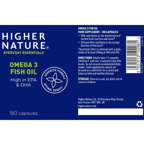 Higher Nature Omega-3 Fish Oil Capsules 90 Capsules