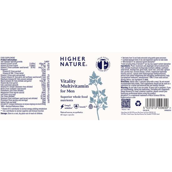 Higher Nature True Food Vitality Multivitamin For Men Capsules 60 Capsules