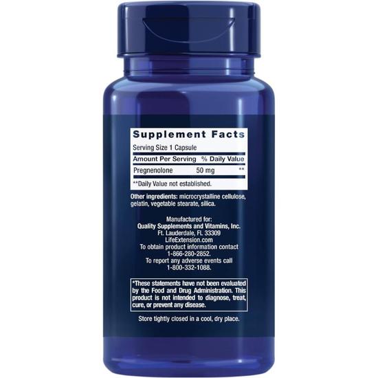 Life Extension Pregnenolone 50mg Capsules 100 Capsules