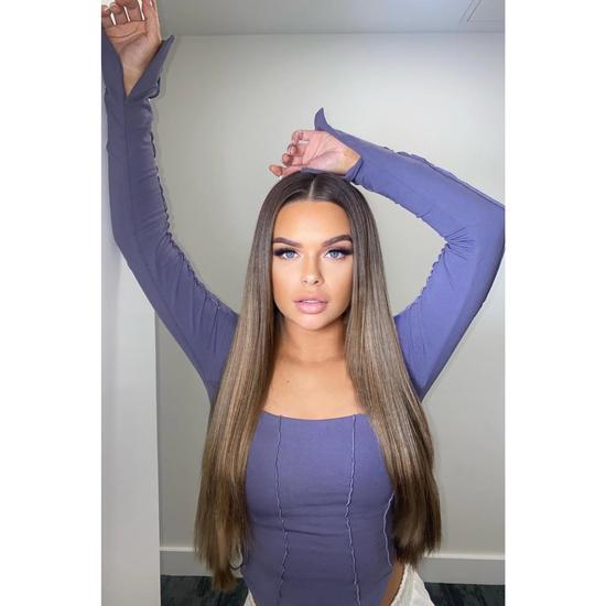 LullaBellz Thick 24" 1 Piece Straight Clip In Hair Extensions Caramel Blonde