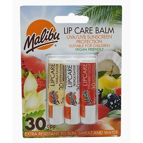 Malibu Lip Care Balm Trio Strawberry Vanilla & Tropical SPF 3