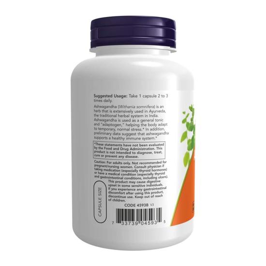 NOW Foods Ashwagandha Extract 450mg Capsules 180 Capsules