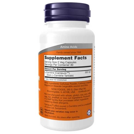 NOW Foods L-Carnitine 250mg Capsules | Sales & Offers