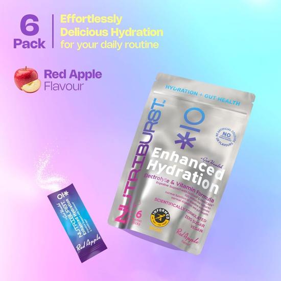 Nutriburst Enhanced Hydration + Gut Health Red Apple Flavour Sachets 6 Sachets