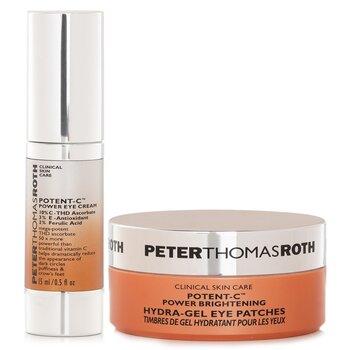 Peter Thomas Roth Clinically Stronger Brighetning 2 Piece Kit Potent C Power Eye Cream + Hydra Gel Eye Patches