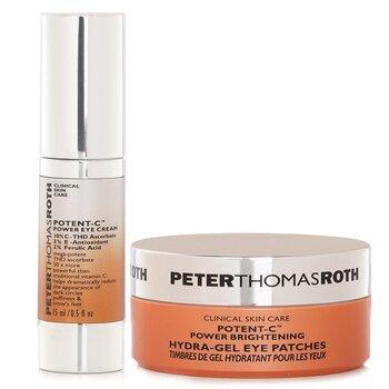 Peter Thomas Roth Clinically Stronger Brighetning 2 Piece Kit Potent C Power Eye Cream + Hydra Gel Eye Patches