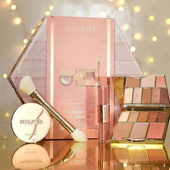Sculpted by Aimee The Complete Look Collection Bare Basics Face & Eye Palette + Liquid Lustre + Powder Duo Double Ended Brush + Pressed Powder
