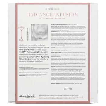 Skin Medica Radiance Infusion Ultra Hydrating Ritual Set: HA Rejuvenating Hydrator + Ultra Hydrating Sheet Mask 2pcs + Rose Quartz Roller 4pcs