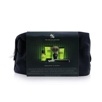 The Art of Shaving The Four Elements Of The Perfect Shave Set With Bag Bergamot & Neroli : Pre Shave Oil + Shave Crm + Aftershave Balm + Brush + Razor 5pcs+1Bag