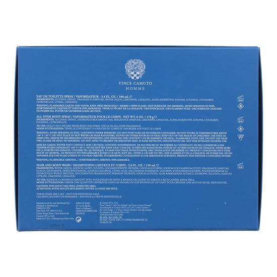 Vince Camuto Homme Eau De Toilette Gift Set 100ml Eau De Toilette, 180ml Body Spray, 150ml Body Wash