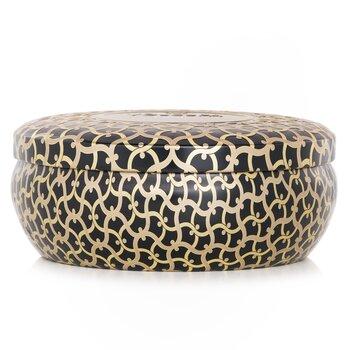 VOLUSPA 3 Wick Decorative Tin Candle Suede Noir 340g